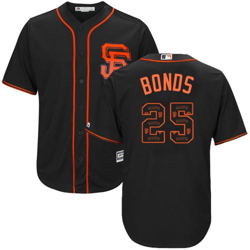 Giants #25 Barry Bonds Black Team Logo Fashion Stitched MLB Jersey